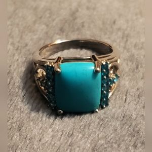 Sleeping Beauty Turquoise Sterling Silver Ring Size 6 Neon Apatite 12x10mm
